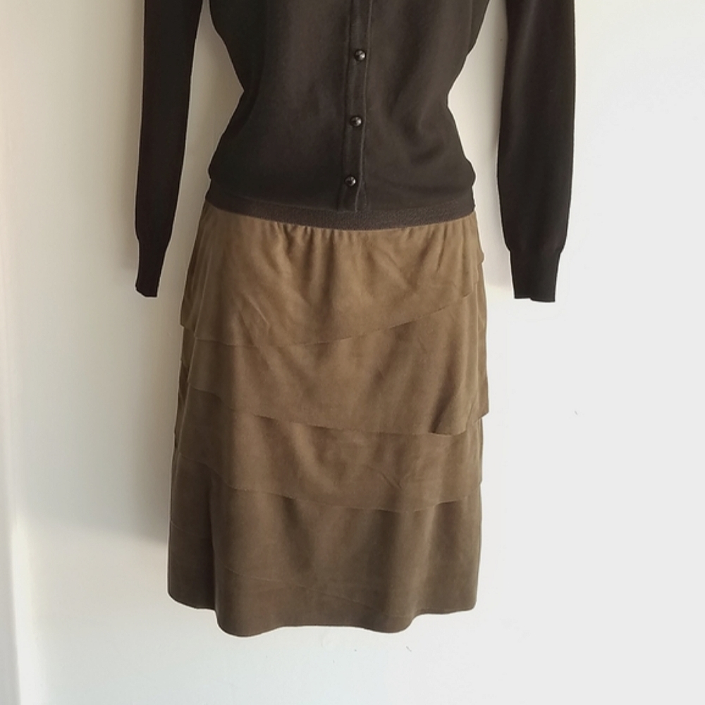 Coco Bianco Faux Suede Layered Skirt
